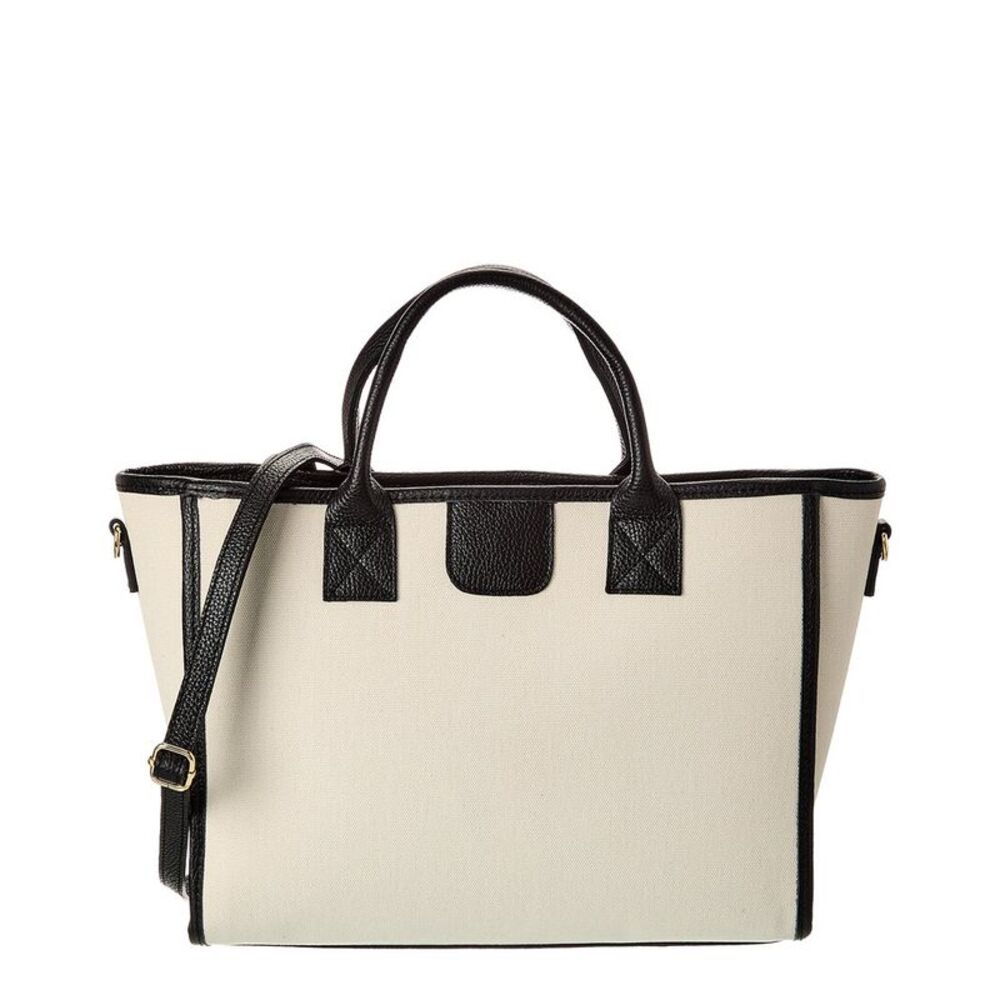 Persaman New York Cream and Black Canvas Tote